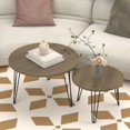 thumbnail image 4 of Round Nesting Coffee Table Set - 2-Tier Rustic Brown Wood and Metal, 4 of 10