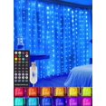 thumbnail image 3 of Guirnalda de luces LED inteligentes RGB para decoración navideña, aplicación remota, USB, cortina, lámpara de hadas de 3 m, para bodas, vacaciones, dormitorio y exteriores, 3 of 5