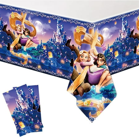 DoMiDoLa 2Pack Princess PriNst Rapunzel Tablecloth Disposable Tablecover Birthday Party Supplies and Decorations for Kid Boy Baby Shower Rectangle Tables 70"X42"