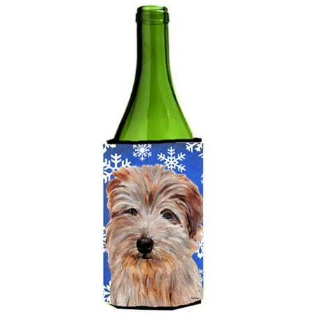 

Norfolk Terrier Winter Snowflakes Wine bottle sleeve Hugger 24 Oz.