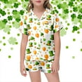 thumbnail image 2 of RMGVDSD Spring Girls Pajamas Short Set Kids Pajamas St. Patrick's Day Print Short Sleeved Shorts Two Piece Pajama Set For Children Comfy Nightwear Outfit, 2 of 4