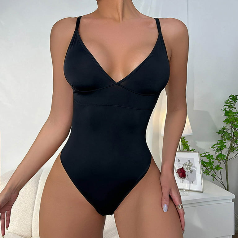 PREXY Shapewear for Women Tummy Control Seamless Sculpting Thong Bodysuit  for Women ｜Waist Cincher (Mid Support Black, S) at  Women's Clothing  store