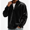 thumbnail image 6 of Qualvora Mens Velour Quarter Zip Pullover, Long Sleeve Stand Collar Sweatshirt with Metal Zipper, Loose Fit Solid Color Top, Fall Winter Party Night Out Wear for Men, 6 of 7