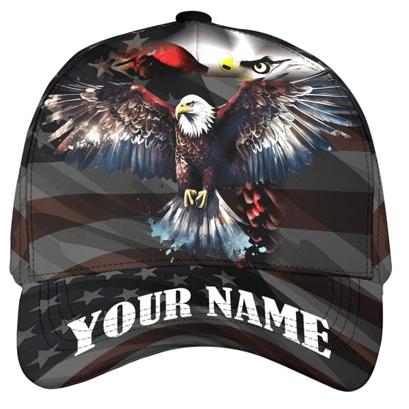 Lotusprinthandmade Personalized US Eagle Patriotic Classic Baseball Cap Multicolor, Eagle Cap