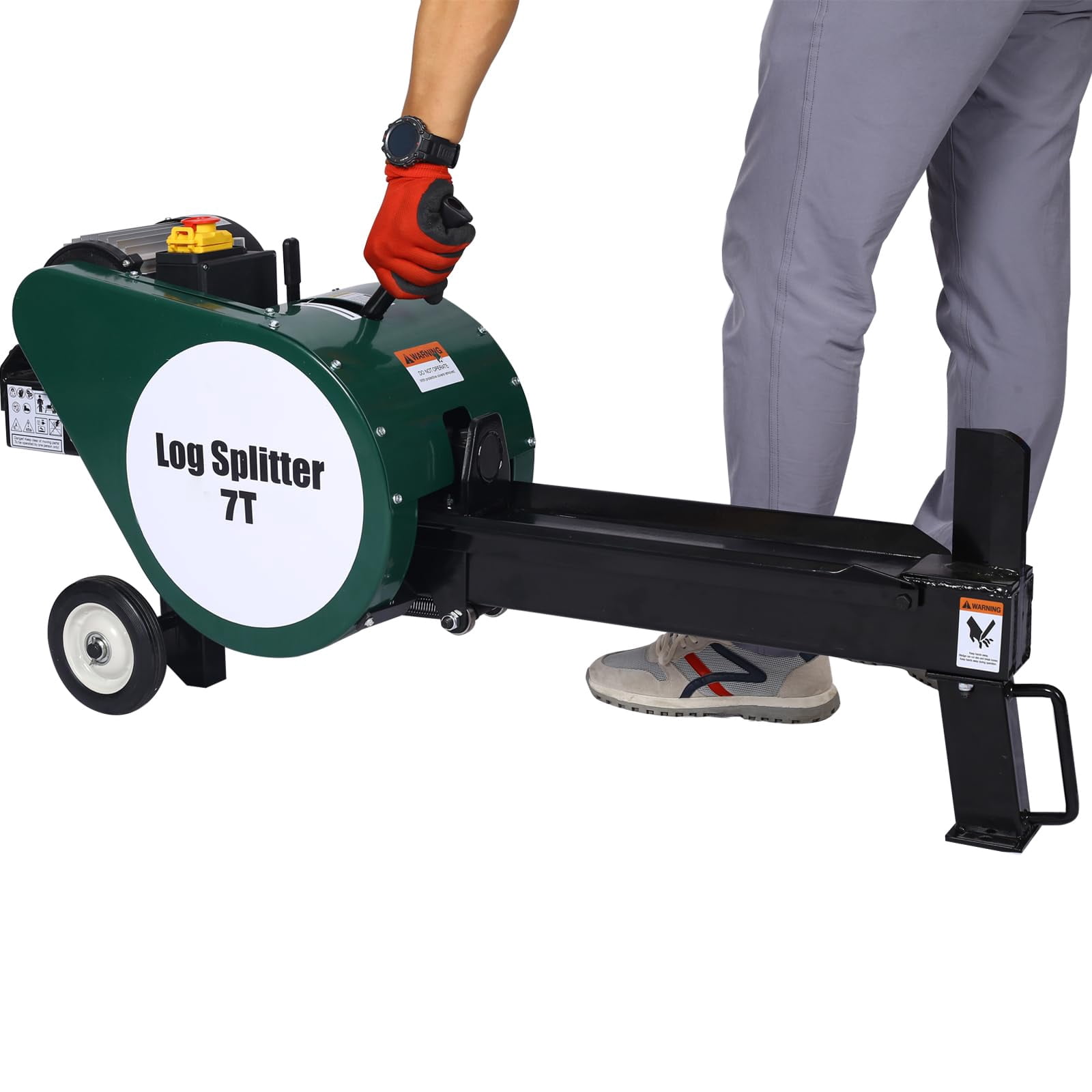 7Electric Log Splitter, Double Flywheel Log Splitter, 110V 60HZ16ASplitter With Mobile