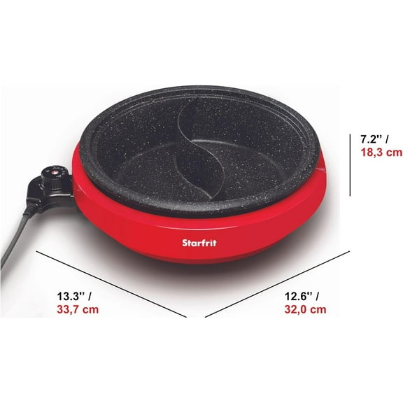 The Rock Dual-Sided Electric Hot Pot - 3L - Rock.Tec Non-Stick - Variable Temperature Control - 1200W