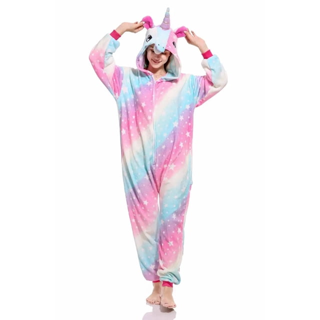 Kugurumi-Conjunto de Pijama de unicornio para mujer, ropa de dormir de franela con dibujos animados de Panda y Stitch, para Navidad e Invierno