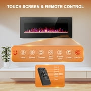 KISSAIR 50’’ 1500W Wall Mounted Recessed Electric Fireplace,12 Flame Color Modes,Touch Screen & Remote Control,Ultra Thin & Low Noise