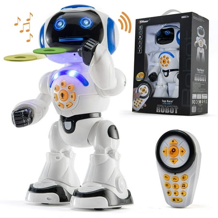 Top Race Remote Control Robot Toy Walking Talking Dancing Toy Robots for Kids  Sings  Reads Stories  Math Quiz  Shoots Discs  Voice Mimicking. Educational Toys for 3 4 5 6 7 8 9 Year Old B