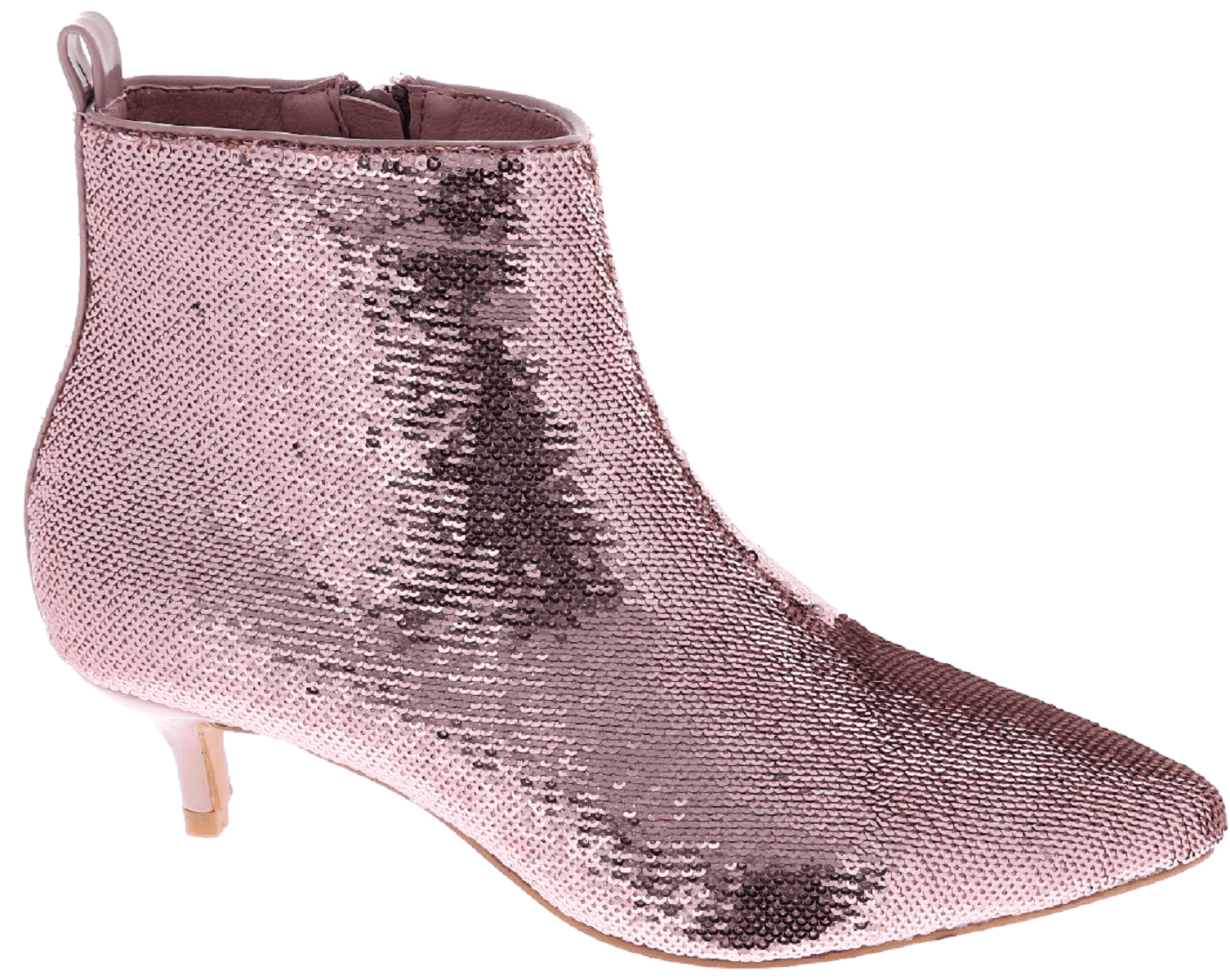 sequin low heel boots
