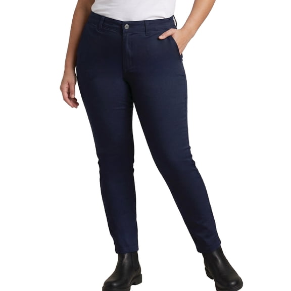 Womens Plus Size Slim Fit Twill Pant-Size Up-Narrow Through The Hip