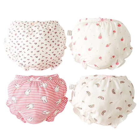 Tigivemen Baby Bloomers Toddler Girl Underwear Panties 4Pcs Set Floral Diaper Covers for Kids Size 5-7 Years