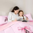 thumbnail image 4 of Castle Fairy Pink Leopard Bow Letter A Full Size Comforter Sets 3 Pieces for Girls,Cartoon Bow Tie Initial Bedding Sets,Pink Reversible, 4 of 6