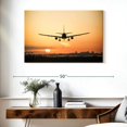 thumbnail image 3 of Elephant Stock Sunrise Airplane Wall Art - Horizontal Canvas Wall Art - Bedroom Wall Decor - Transportation Canvas - Beige And Black Decor - 39" x 26", 3 of 8
