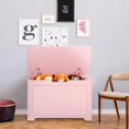 thumbnail image 6 of HYYOP Storage Chest, 30 inches Chest Box Organizer with 2 Safety Hinges, Wooden Entryway Storage Bench, Pink, 6 of 8