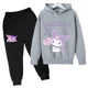 thumbnail image 3 of Chándal informal divertido de Hello Kitty para niños, sudaderas con capucha Kuromi para niños, conjuntos de 2 piezas, pantalones largos, trajes para niñas bebés, chándal deportivo, 3 of 5