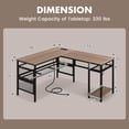 thumbnail image 3 of Costway Bureau d'Ordinateur en L Réversible avec Station de Recharge, Tablette Ajustable, Support pour CPU, 3 of 10
