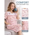 thumbnail image 4 of Casual Nights Women's Snap Front House Dress, Lightweight Short Sleeve Cotton-Poly Knit Duster Robe with Pockets, Mid-Calf, Pink Floral Large, 4 of 6