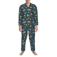 thumbnail image 3 of Susaid Modern Excavator Print Men's Long Sleeve Pajama Set, Two-Piece Button-Down Loungewear PJs Set, Comfortable Sleepwear for Relaxation-Large, 3 of 7