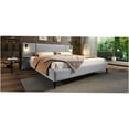 thumbnail image 5 of JERFIT Modern Queen Bed Frame with LED Lights, Shelves, Grey Linen Upholstered Platform Bed, No Box Spring Needed, 5 of 10