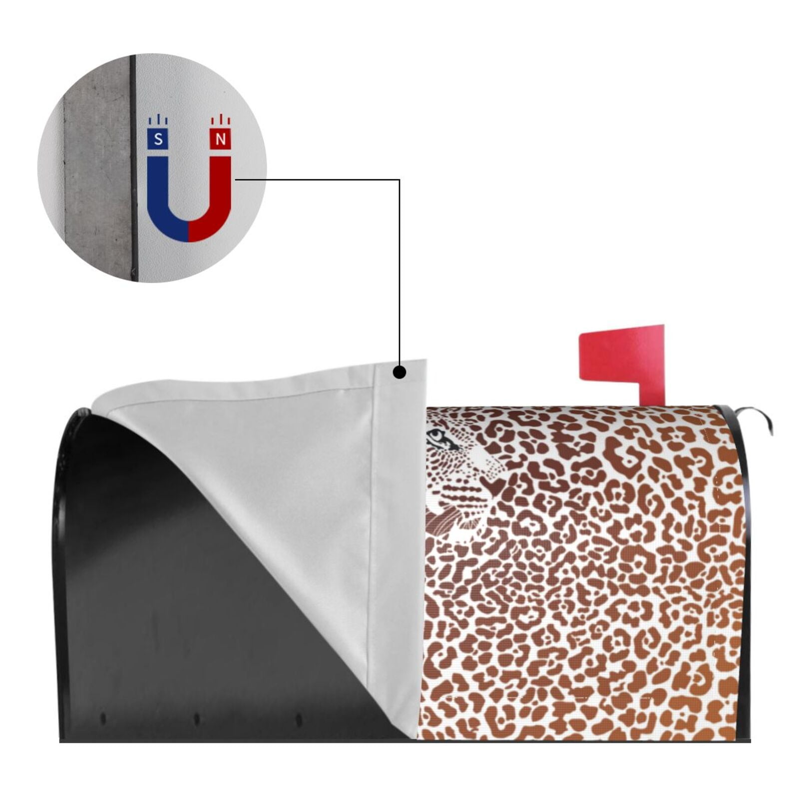 Picia Leopard Brown Magnetic Mailbox Cover Standard Size-25.5x21 in