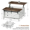 thumbnail image 2 of Flycity Square Lift Top Coffee Table with 2 Drawers, 31.5" Farmhouse Lift up Coffee Table with Hidden Storage Compartment, Wood Center Table for Living Room, White, 2 of 9