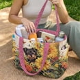 thumbnail image 2 of Pzuqiu Sunflower Yorkie Print Reversible Quilted Tote Bag for Women, Large Capacity Lightweight Pink Puffer Shoulder Handbag for Work Travel Shopping College Everyday Use, 2 of 7