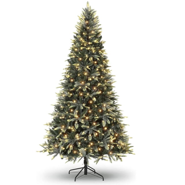 Ourlova 7.5 ft Pencil Pine Pre lit Artificial Christmas Tree with 240 Warm White LED Lights 8 Modes