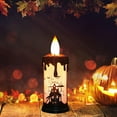 thumbnail image 4 of Luces de sin llama Lámparas de decorativas LED eléctricas con de pilar de Halloween Decoración de lámpara cálida Luz de noche Castillo Soledad Luz de vela de Halloween, 4 of 7