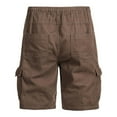 thumbnail image 4 of USNSM Mens Casual Solid Color Cargo Cotton Shorts Drawstring Elastic Waist Athletic Workout Gym Jogger Shorts with Pockets Brown L, 4 of 5