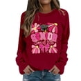 thumbnail image 3 of HUITKMM Womens Hoodie Women's Pullover Hoodie Letter Print Round Neck Top for Winter & Winter 2454 S, 3 of 7