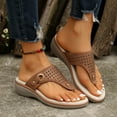 thumbnail image 4 of Up to 25% off Women's Sandals, Xunlbb Fashion Women Casual Round Head Comfy Slippers Beach Casual Slipsole Shoes(Brown,Size:42), 4 of 9