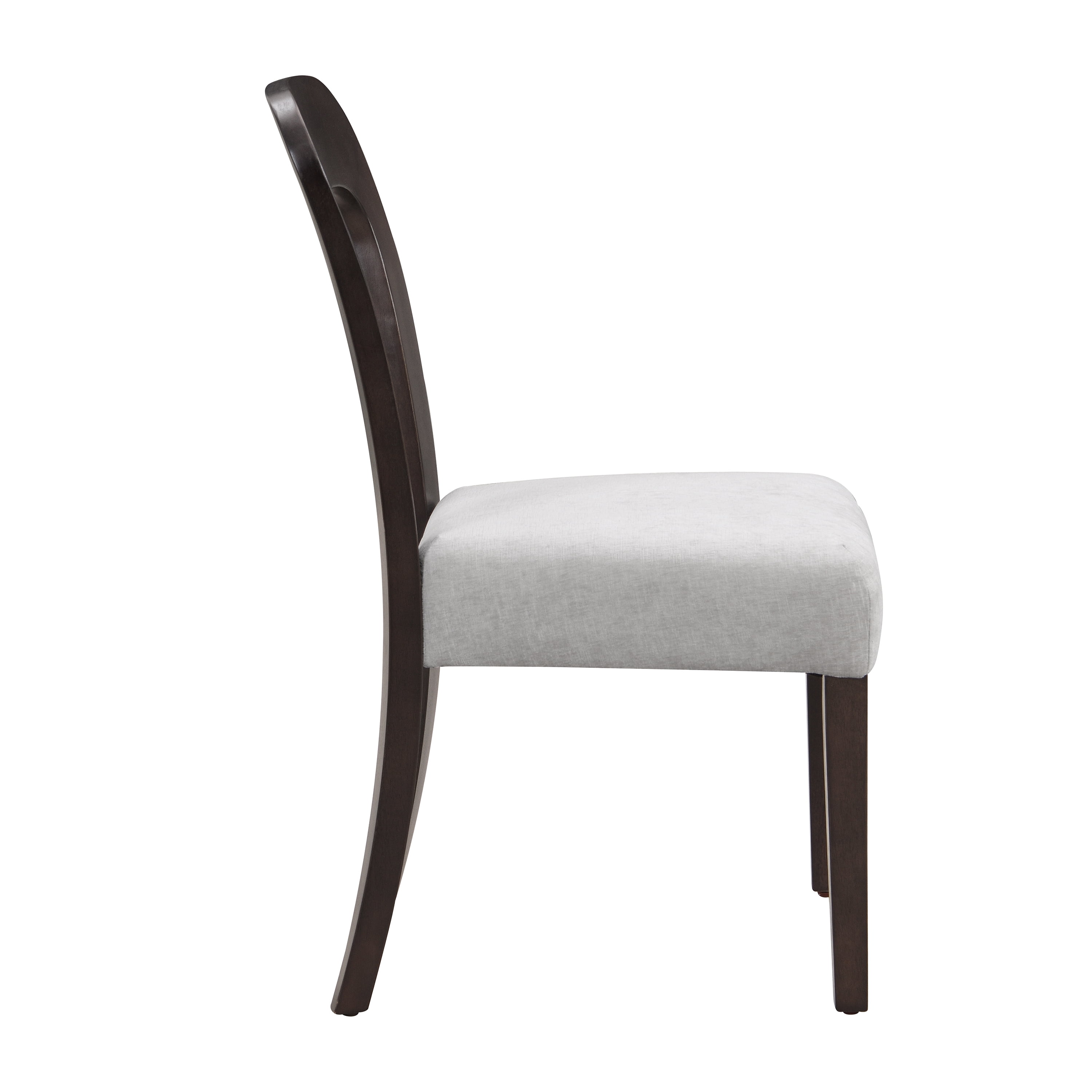 MAYEERTY Upholstered Dining Chairs Set of 2 - Gray Fabric, Dark Brown Rubber Wood Legs, 330 LBS
