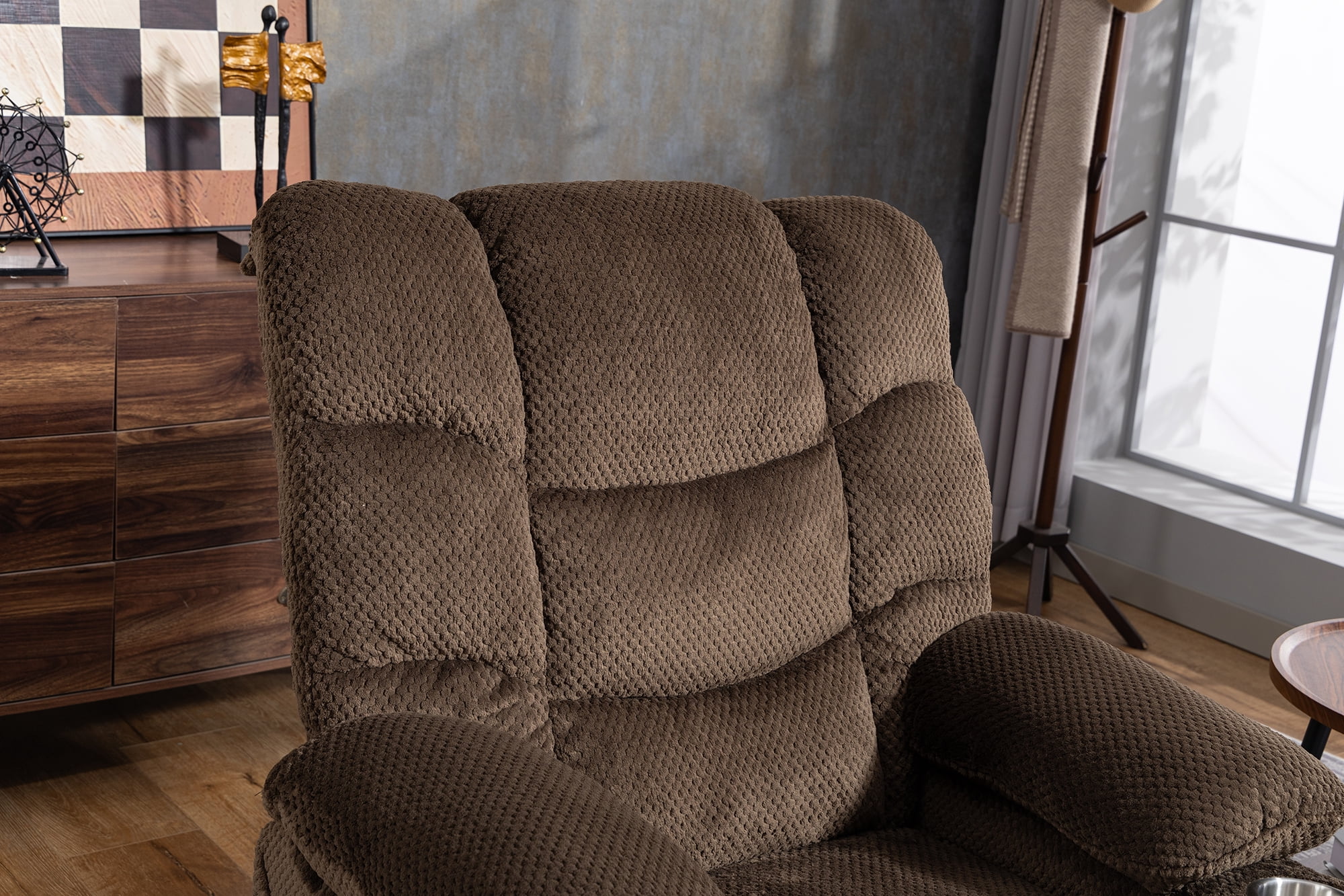 Leumius Power Lift Recliner Chair for Adult,Oversized Recliner with Massage and Heating,Ergonomic Lounge Chair with 2 Cup Holders for Living Room, Bedroom,Brown