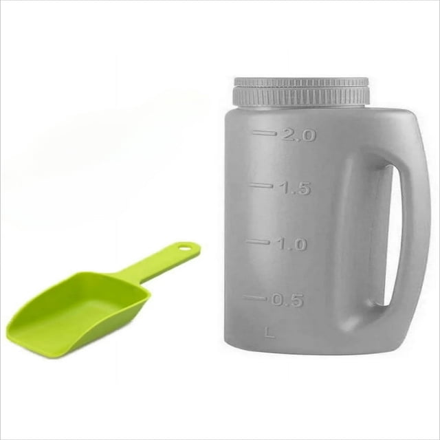 Dsseng Ice Melt Salt Spreader Handheld Shaker for Lawn Seed Salt Ice Melt Calcium Deicer Shaker 2 Liter Adjustable Hole Size Handy for Fertilizer Lawn Seed Salt to Deice