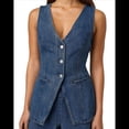 thumbnail image 1 of Conjunto de Dos Piezas de Mezclilla para Mujer, Informal, Sin Mangas, con Cuello en V, Chaleco Vaquero y Pantalones Cortos de Cintura Alta, Conjunto Deportivo Azul XL, 1 of 10