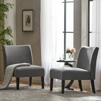 Noble House Gray Kacey Fabric Armless Slipper Chair Set, 2 Pieces