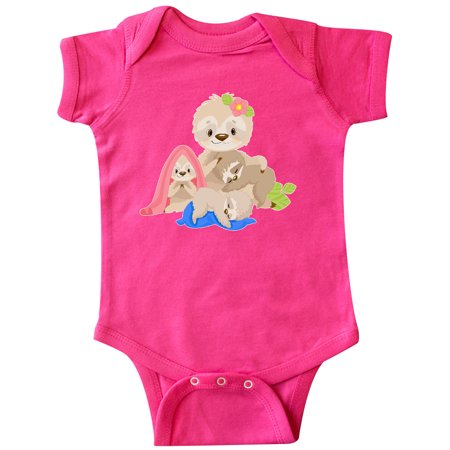 

Inktastic Sloth Mom with 3 Baby Sloths Gift Baby Boy or Baby Girl Bodysuit