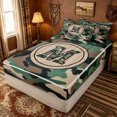 thumbnail image 2 of meiyoeat Camo Letter M Zipper Comforter Set with Fitted Sheet and 2 Pillowcases for Boys, Vintage Camouflage Zipper Bedding Set for Bedroom, Green, Black Reversible, 3-Piece, 2 of 6