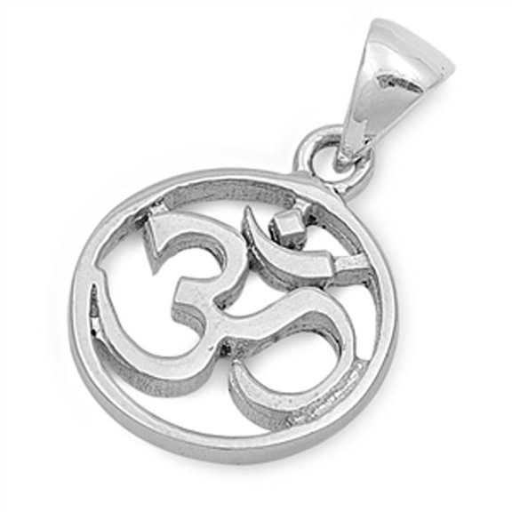 Cutout Circle Om Symbol Pendant .925 Sterling Silver Medallion Meditation Charm Jewelry Female