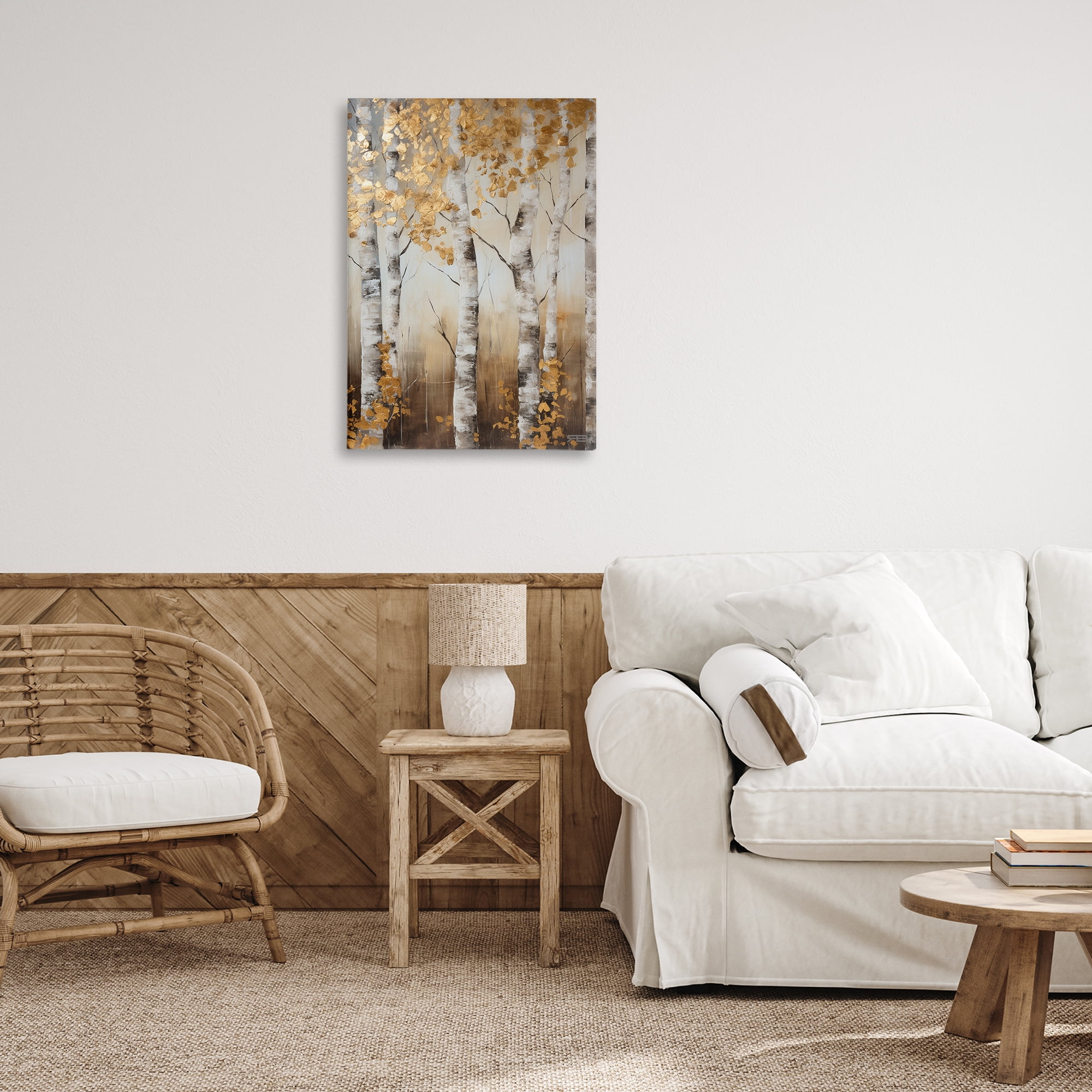 Stupell Industries Fall Foliage Birch Landscape Painting Gallery Wrapped Canvas Art Print Wall Art, 20 x 30