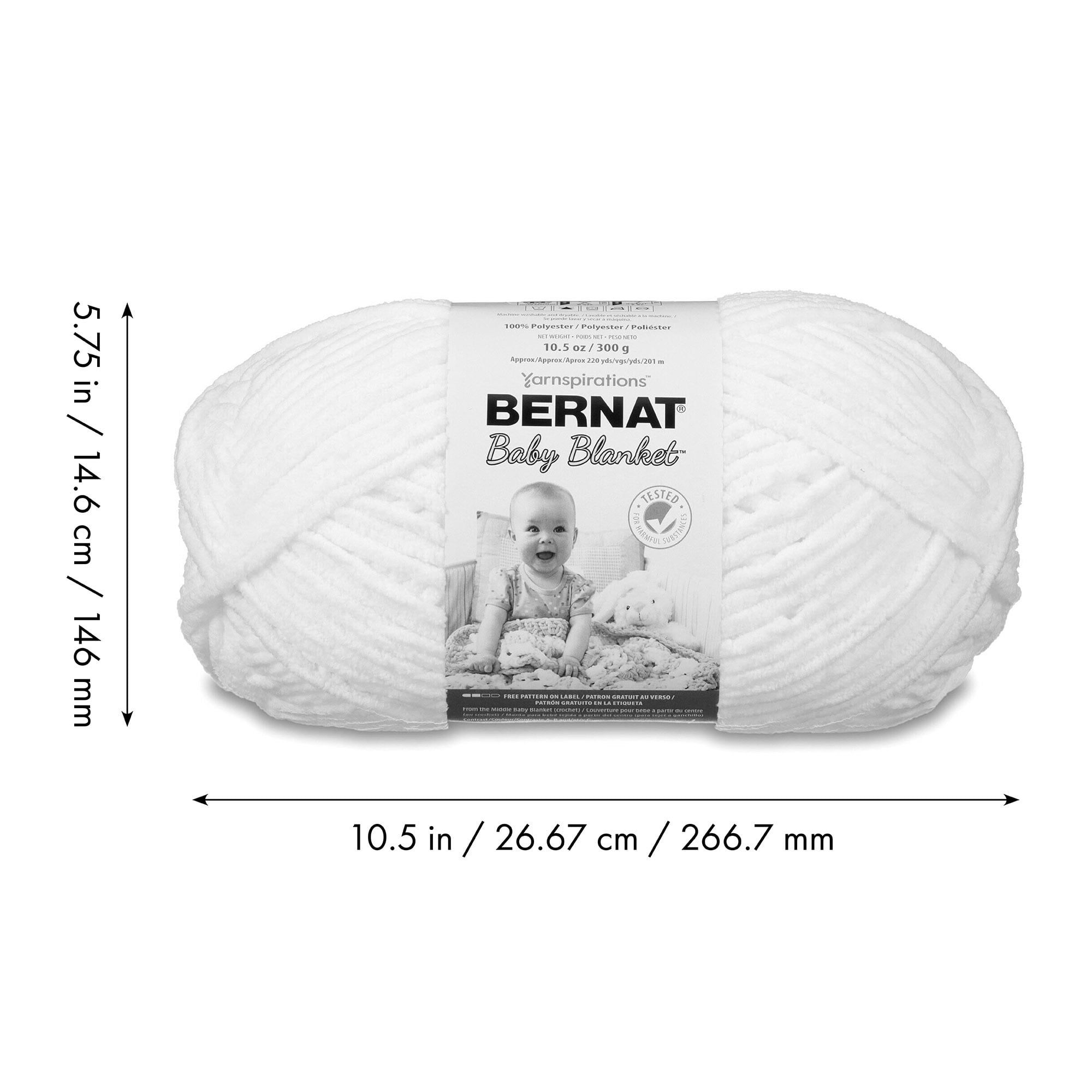 "Bernat® Fil Baby Cover™, Polyester #6 Super Volumineux, 10,5oz/300g, 220 Yards" Fil pour bébé doux de style chenille