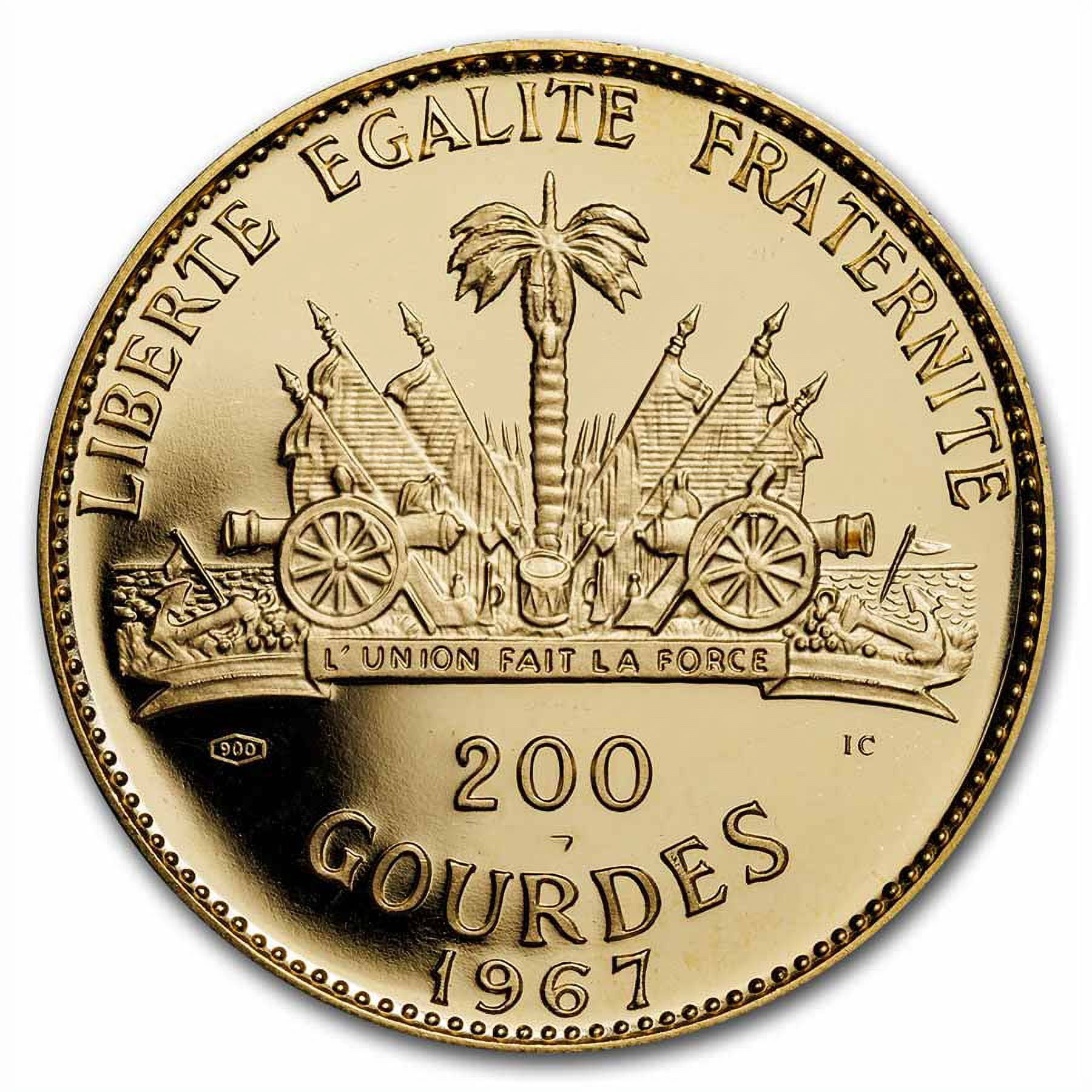 1967 Haiti Gold 200 Gourdes Revolt of Santo Domingo Proof