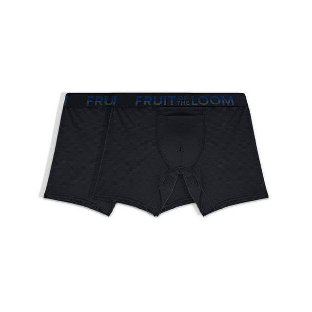 Bóxer Ajustado Fruit of the Loom para hombre 360 Stretch Cooling Channels Negro, Talla EG, 2 Piezas