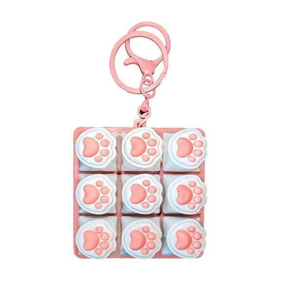 Sound Keyboard Fidget Toy,Fidget Keyboard for Stress Relief, Sound Keyboard Fidget Clicker for Office, School, Travel, Anxiety Keyboard Keychain Gift (Pink Cat's paw)