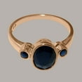 thumbnail image 5 of LBG British Made Traditional Solid 10k Rose Gold Ring with Natural Sapphire Womens Promise Ring - 33 size options - Size 4.25, 5 of 6
