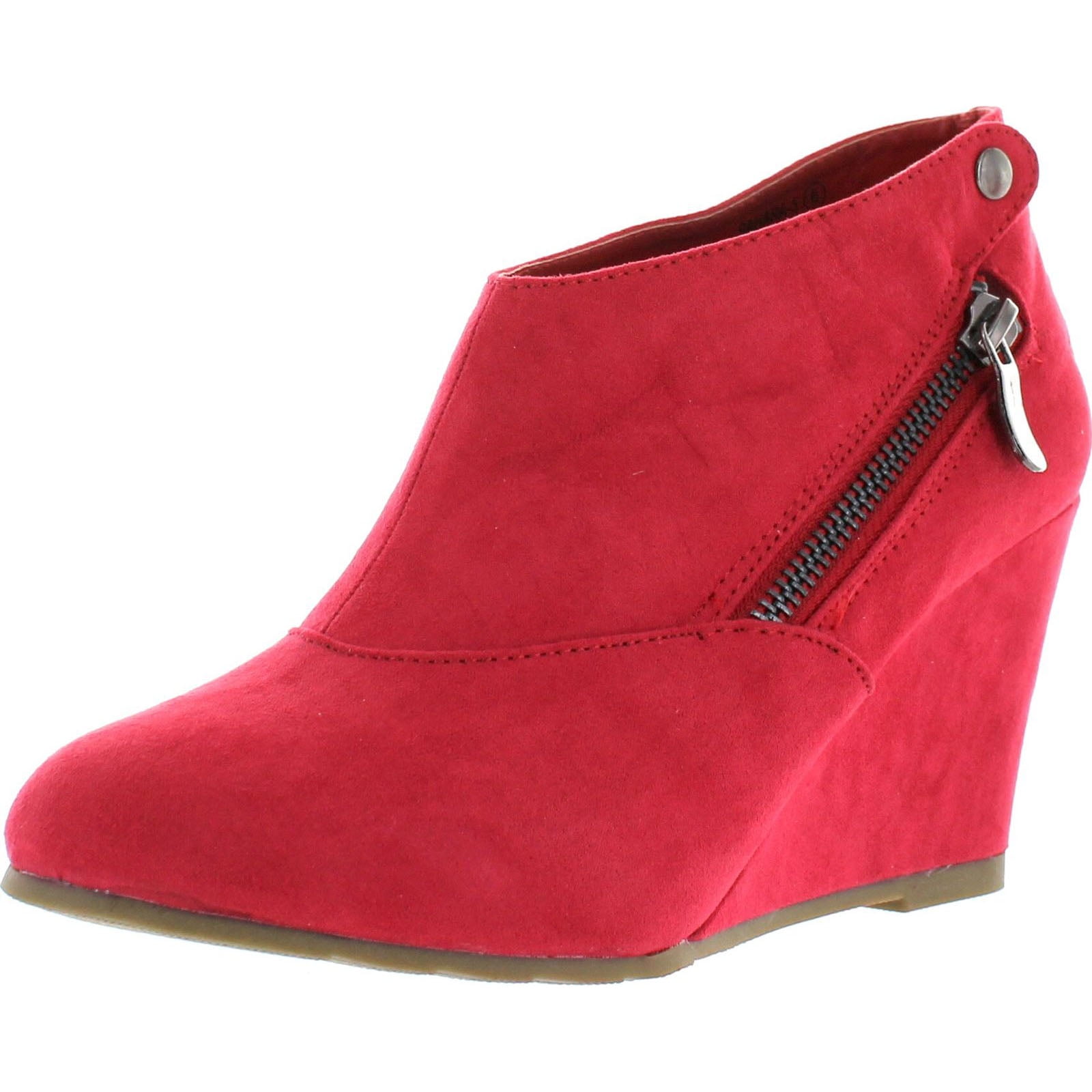 red wedge bootie