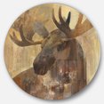 thumbnail image 1 of Designart 'Into the Wild Gold Moose' Art Mural Rond en Métal Style Ferme - Disque de 36, 1 of 5