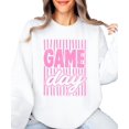 thumbnail image 4 of Game Day Sweatshirt for Women Striped Distressed Football Crewneck, Pink on White Sweatshirt, S, 4 of 8