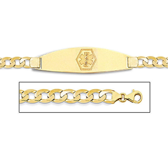 14K Gold Medical ID Bracelet W/ Curb Chain - 8 Inch